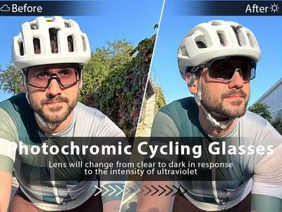 KAPVOE Photochromic Cycling Glasses Lightweight, Breathable Eyewear for Outdoor Sports