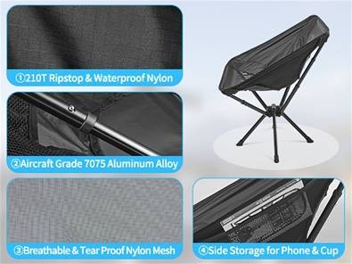 Naturehike Aluminum Alloy Folding Camping Chair  Lightweight, Portable Chair with Footrest for Outdoor Adventures