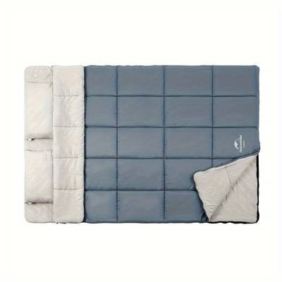 NATUREHIKE Dual Person Sleeping Bag with Pillow Rectangular Down Insulated Sleeping Bag for Couples