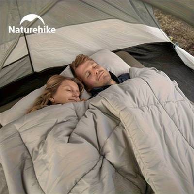 NATUREHIKE Dual Person Sleeping Bag with Pillow Rectangular Down Insulated Sleeping Bag for Couples