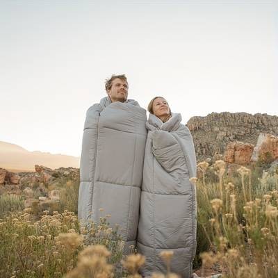 NATUREHIKE Dual Person Sleeping Bag with Pillow Rectangular Down Insulated Sleeping Bag for Couples