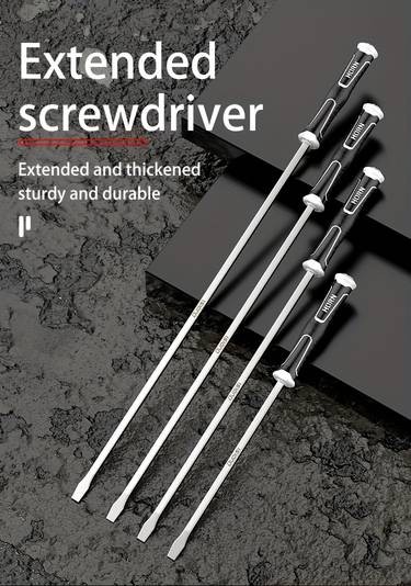 OUDISI Industrial Grade Large Flat Screwdriver with Magnetic Tip  Extra Long, Durable Metal Tool for Construction and DIY Projects