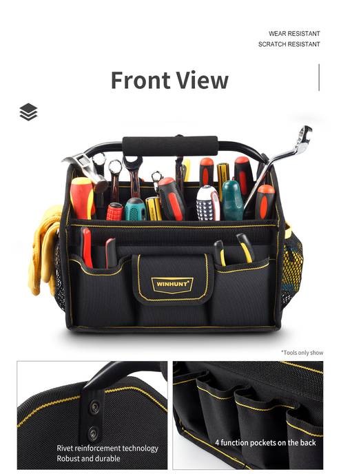 WINHUNT Electrician Tool Bag Strong, Durable Canvas Bag for Maintenance & Carpentry