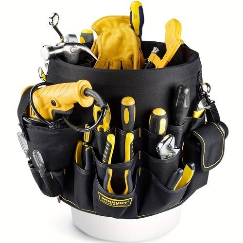 WINHUNT Heavy-Duty Bucket Tool Organizer Portable Storage with Multiple Compartments for DIY, Carpentry, Plumbing, and More