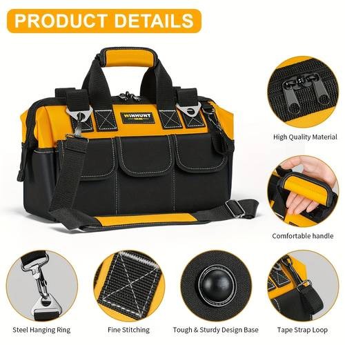 WINHUNT Heavy Duty 14-Pocket Tool Bag Ultimate Storage Solution for Professionals
