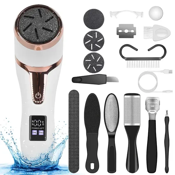 17Pcs Electric Foot Callus Remover With Vacuum Foot Grinder Rechargeable Foot File Dead Skin Pedicure Machine