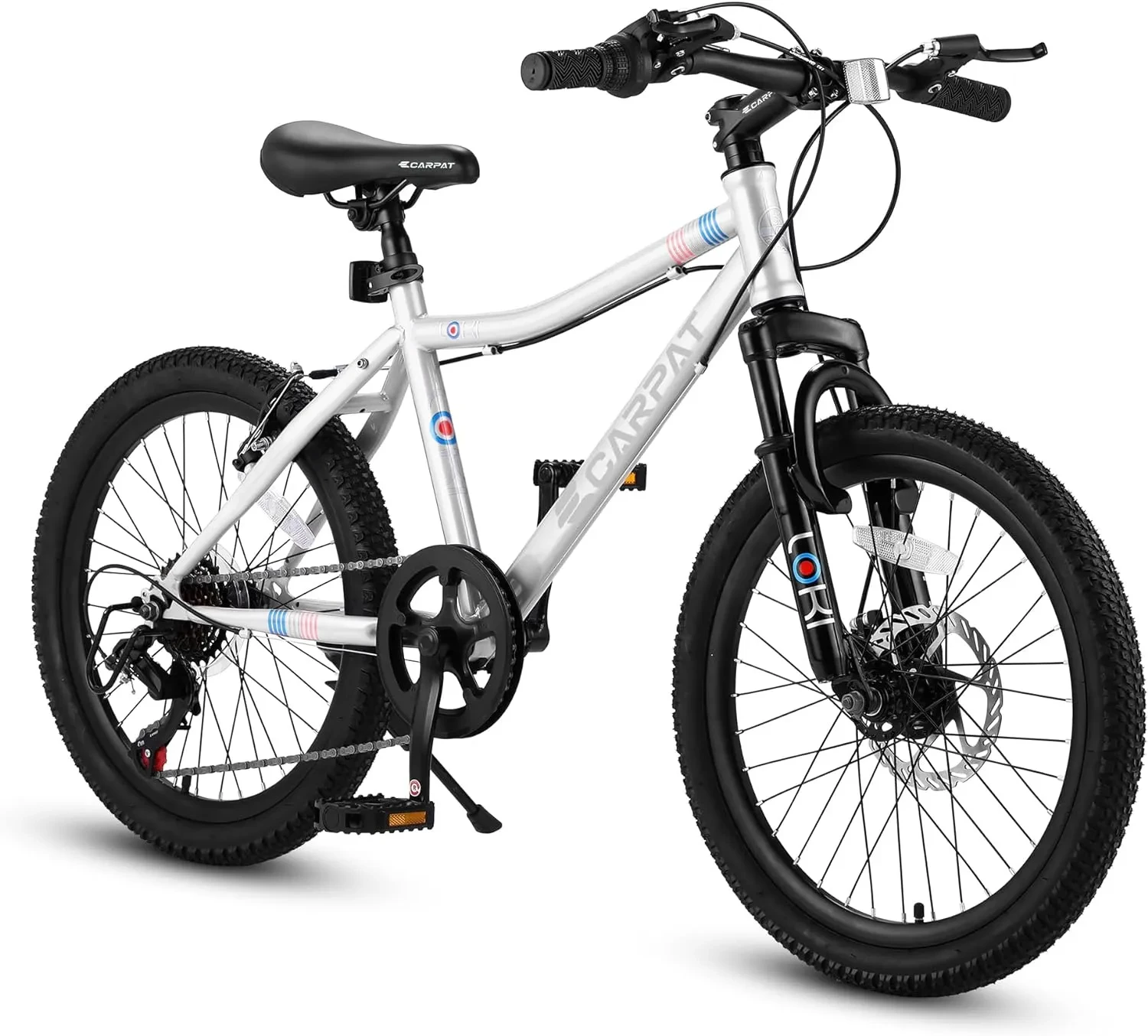 S20101 20 Inch Kids' Bike, Boys Girls Mountain Bike Ages 6-12, 7 Speed Teenager Children Kids' Bicycles, Front Suspension Disc Brake Rear V-Brake, High Steel Frame
