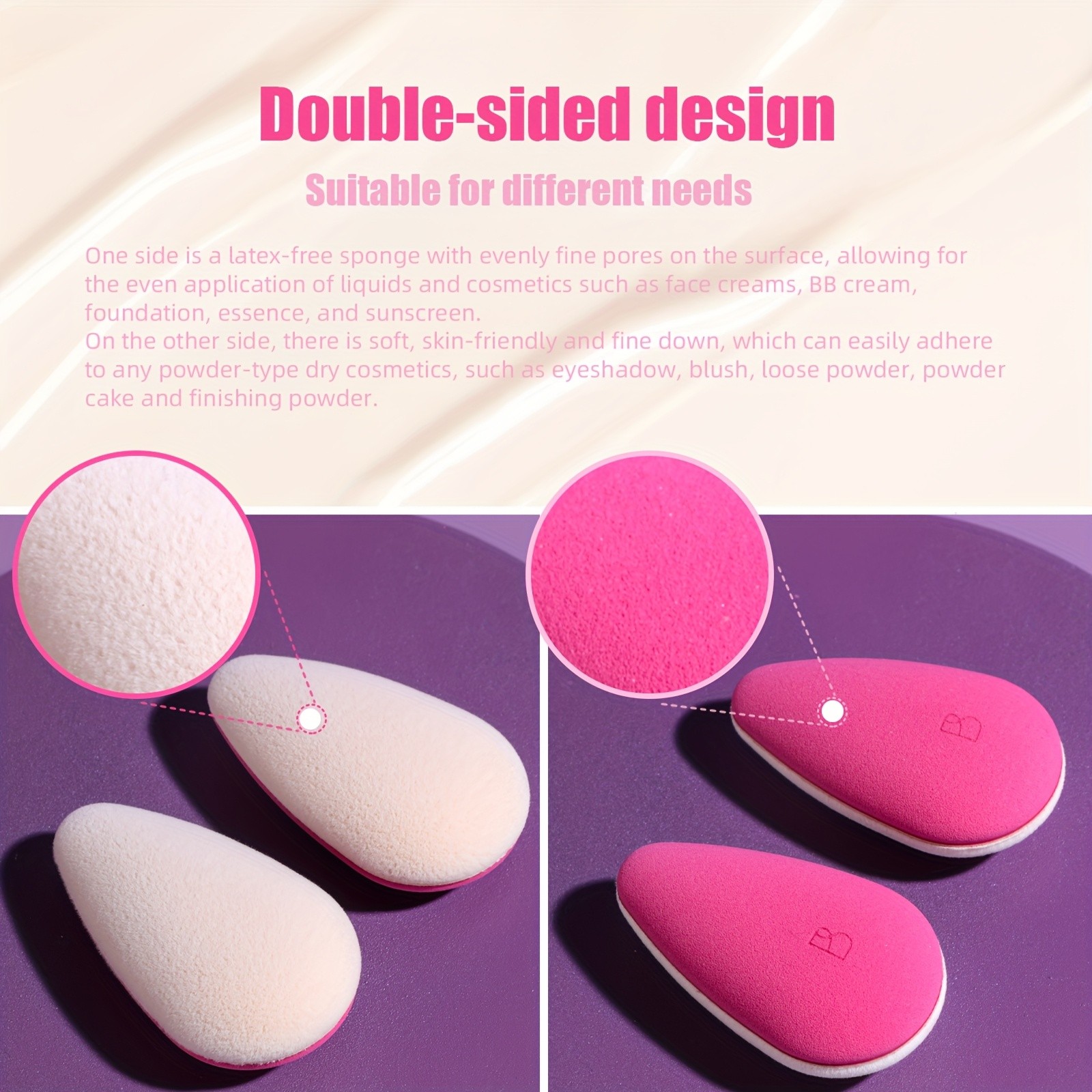 BS-MALL 3pcs Double-Sided Beauty Sponge Applicator Set