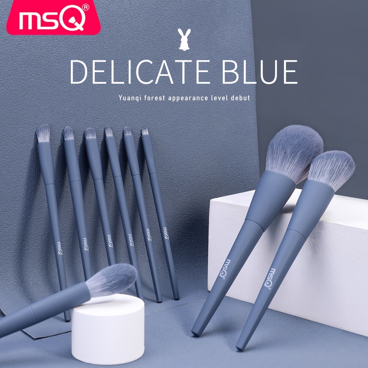 MSQ 9pcs Slate Blue Makeup Brush Set