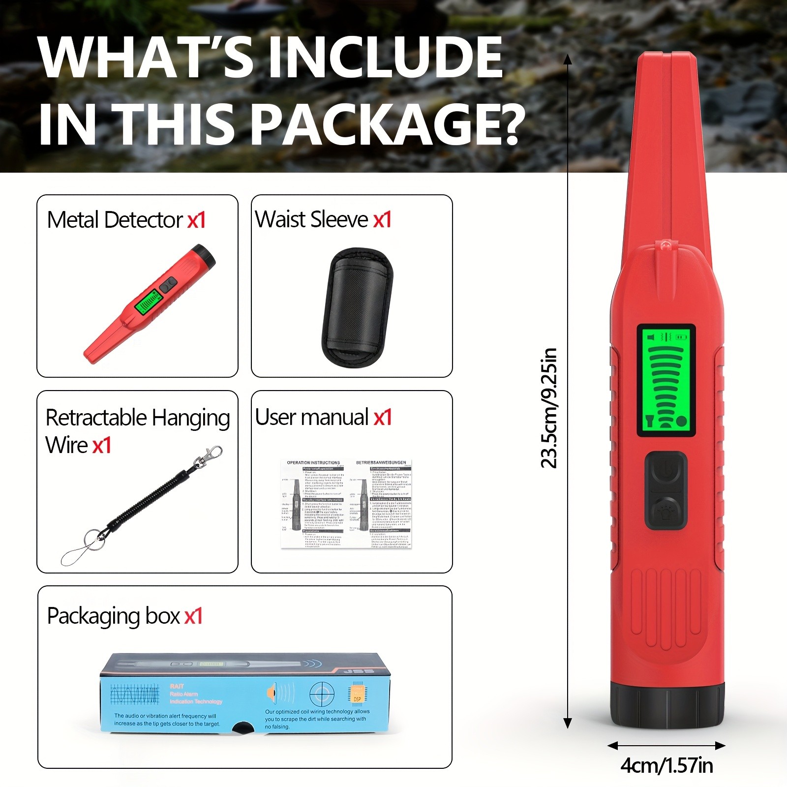 ANJKFLUR Metal Detector with LCD Display Pointer