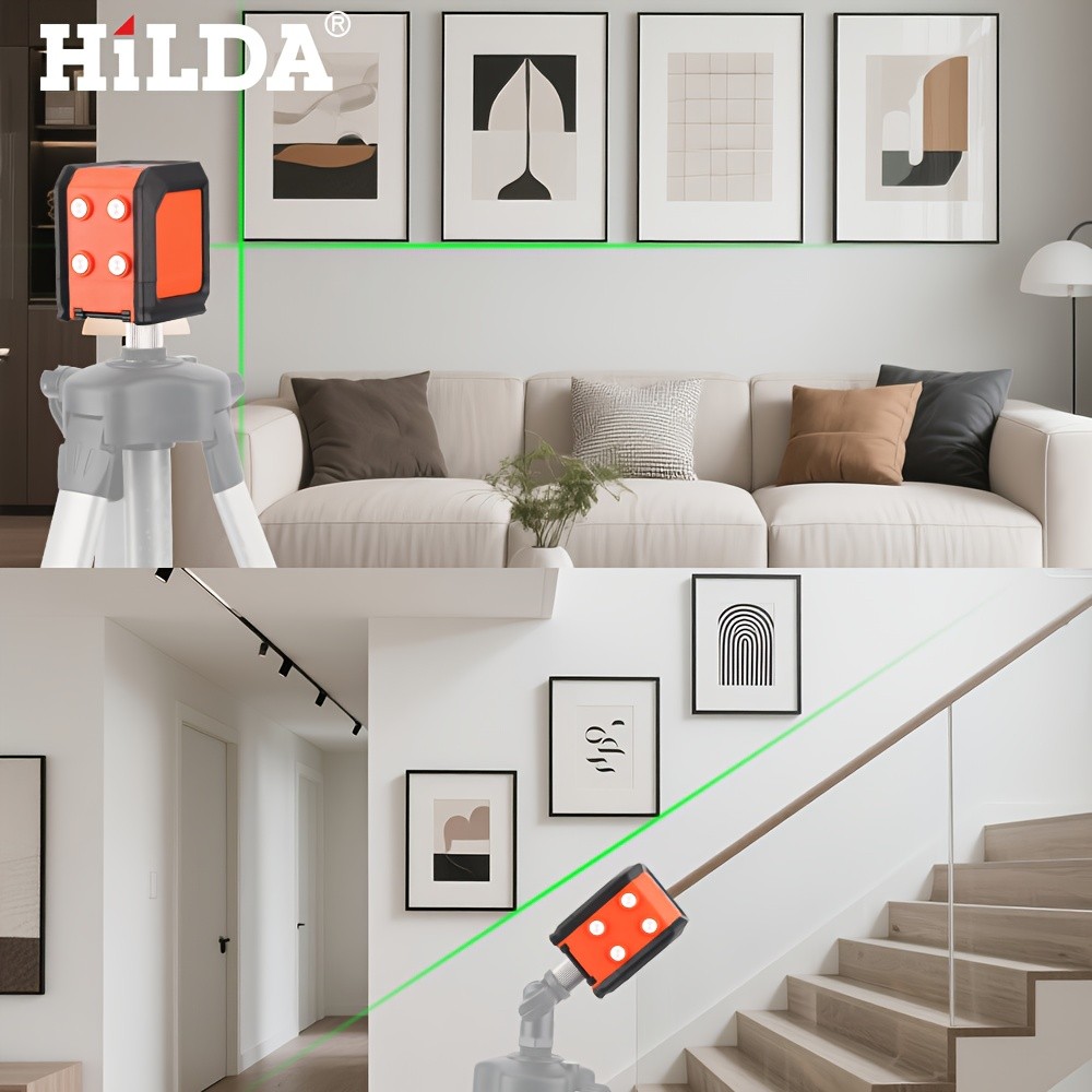 HILDA 2-Line Laser Level with Self-Leveling Horizontal & Vertical Green Cross Lines