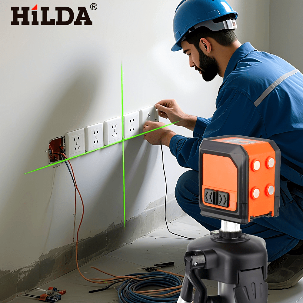 HILDA 2-Line Laser Level with Self-Leveling Horizontal & Vertical Green Cross Lines
