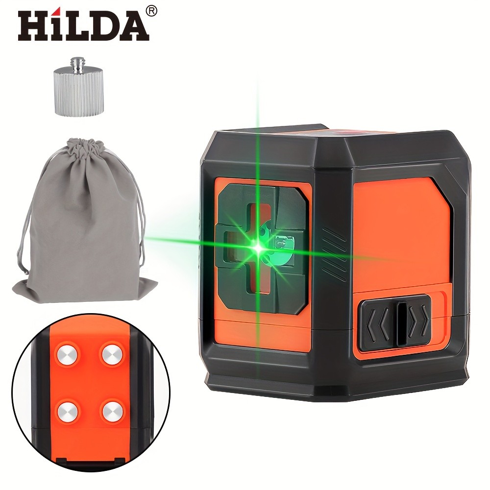 HILDA 2-Line Laser Level with Self-Leveling Horizontal & Vertical Green Cross Lines