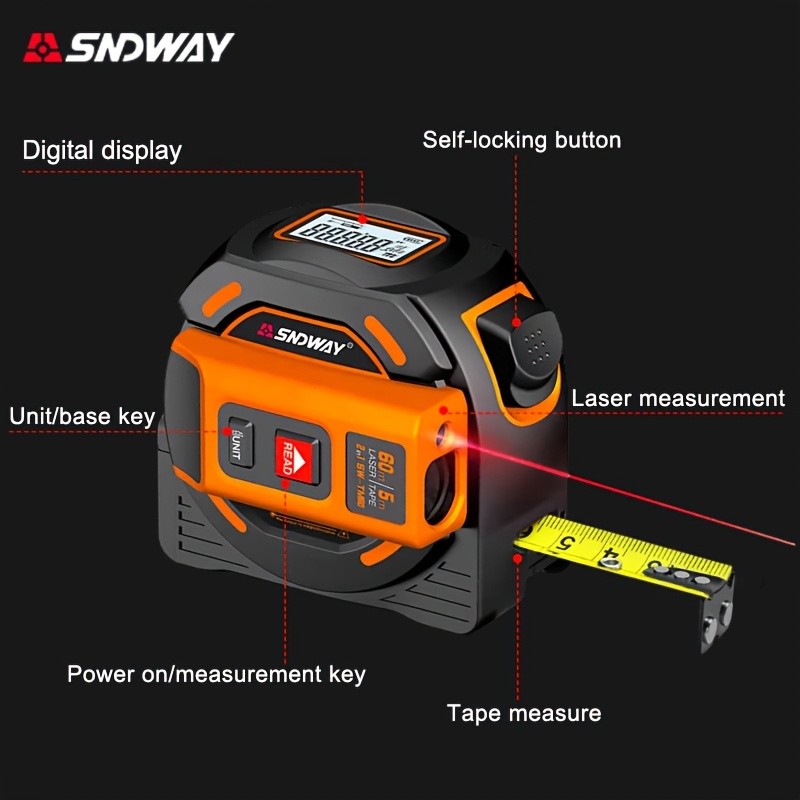 SNDWAY 2-in-1 Laser Distance Meter & Tape Measure