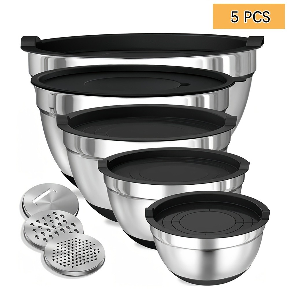 BAXCRS 5pcs Mixing Bowls Set with Lids and Graters
