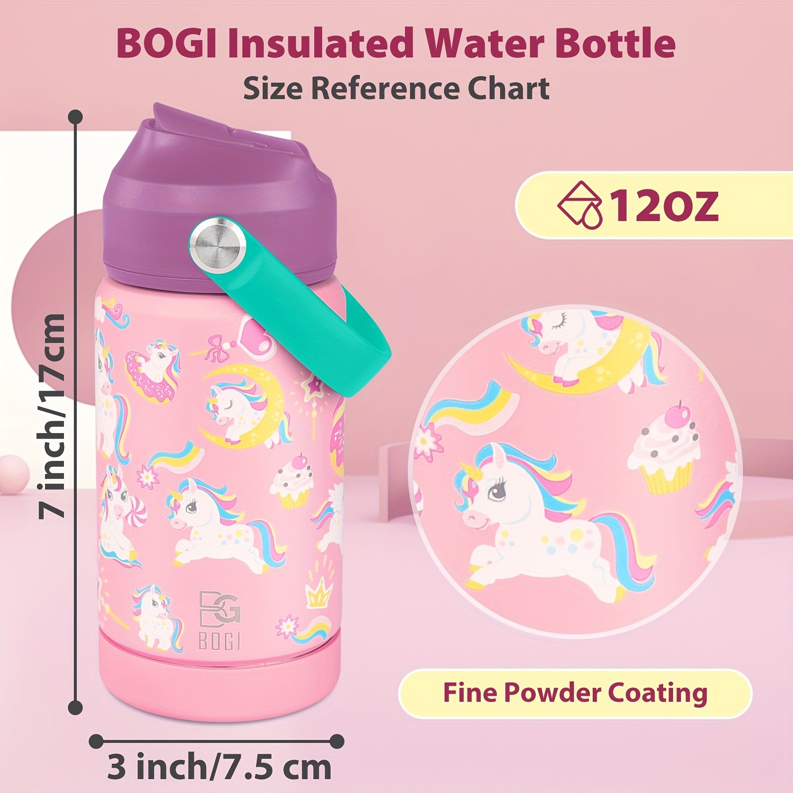 BOGI 12oz Insulated Stainless Steel Water Bottle
