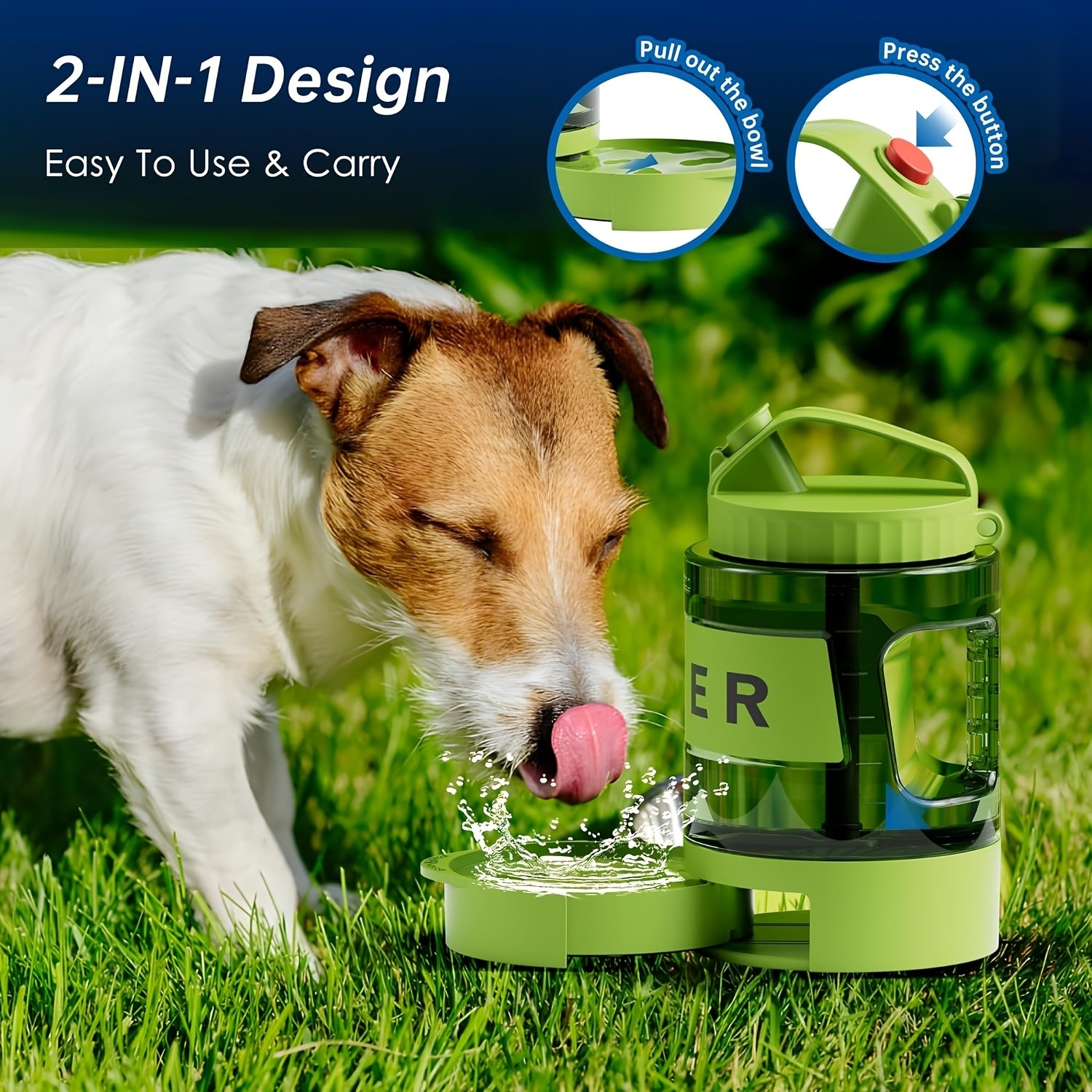 LESOTC 2.2L/77oz Large Dog Water Bottle with Pull