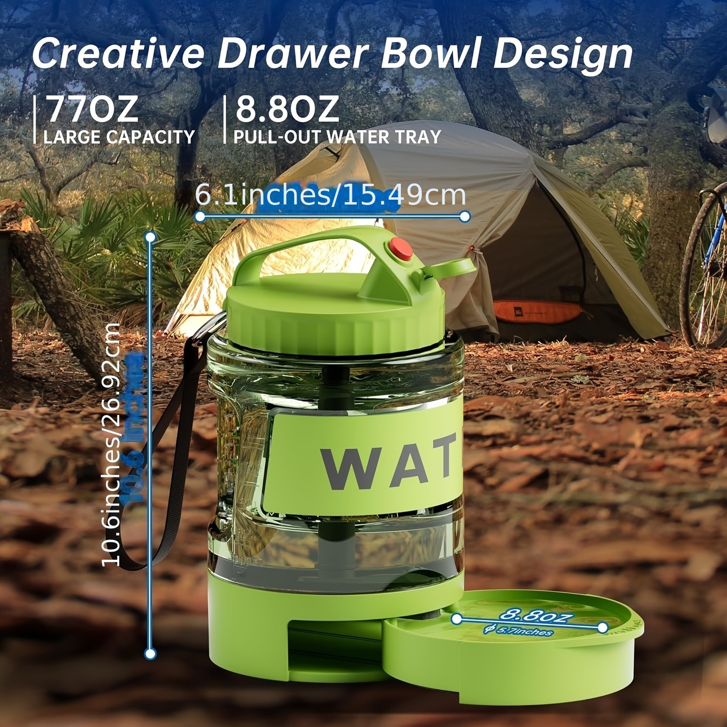 LESOTC 2.2L/77oz Large Dog Water Bottle with Pull