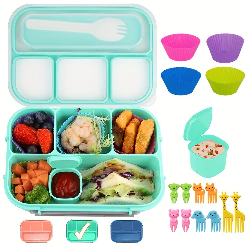 LOCSEE 1300ml Lunch Box with 4 Compartments and Food Clip