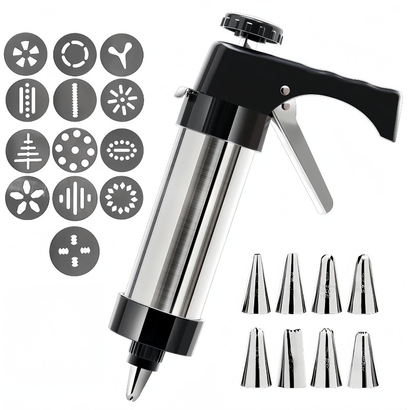 BANDESUN Cookie Press Gun with 13 Cookie Discs & 8 Icing Nozzles
