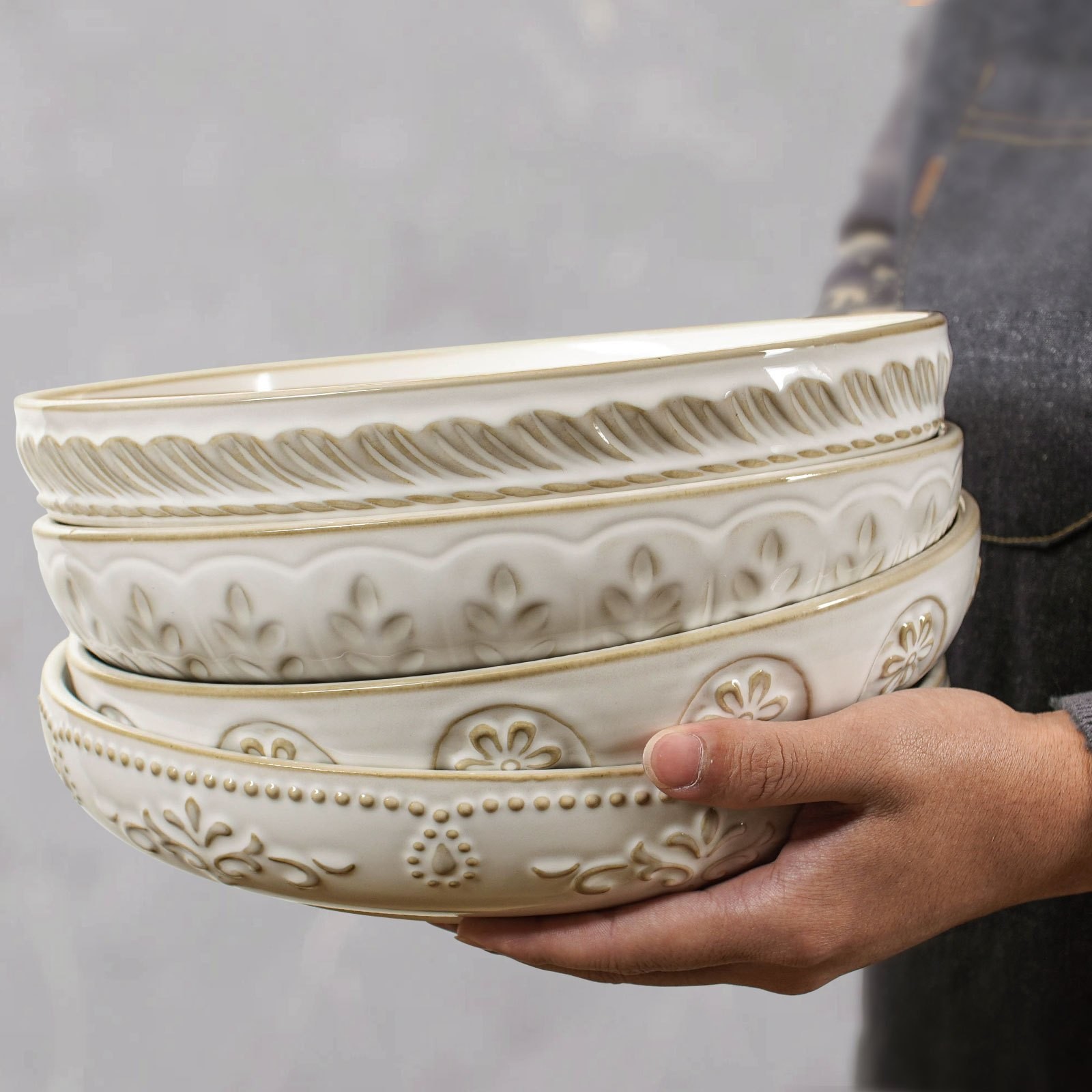 ARTENA 50oz Ceramic Pasta & Salad Bowls