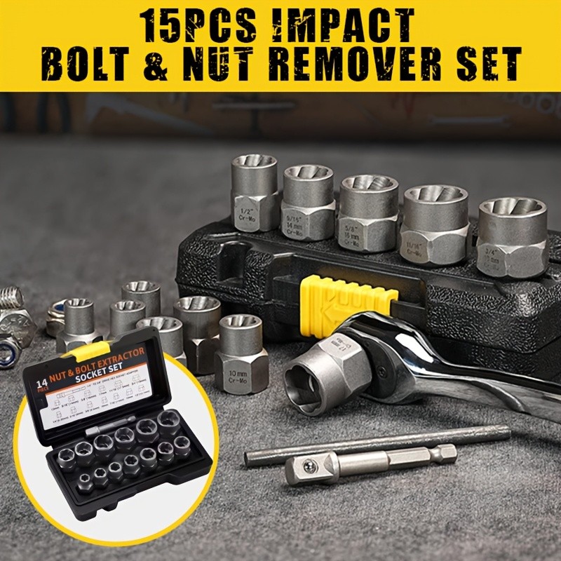 DRADO Damaged Nut Extractor Reverse Thread Socket Sliding Gear Wrench