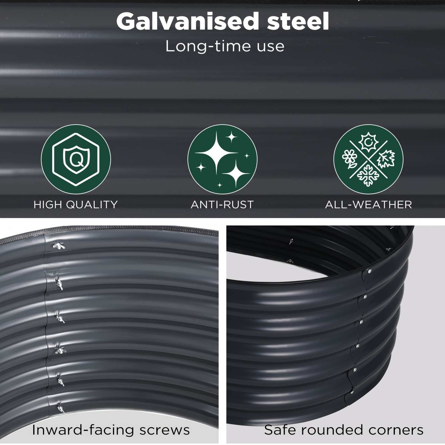 YODOLLA Heavy-Duty Galvanized Steel Raised Garden Bed Kit