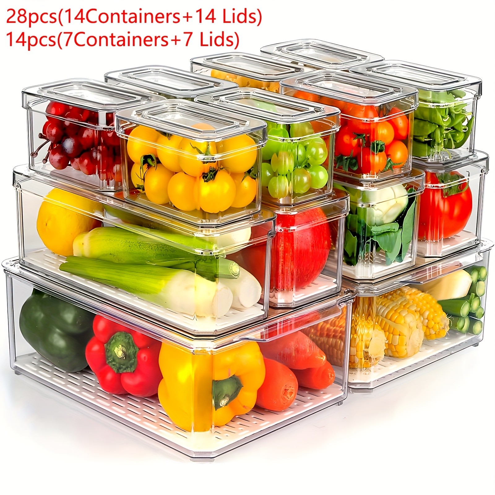 THELiFE 28/14pcs Fridge Organizer Set
