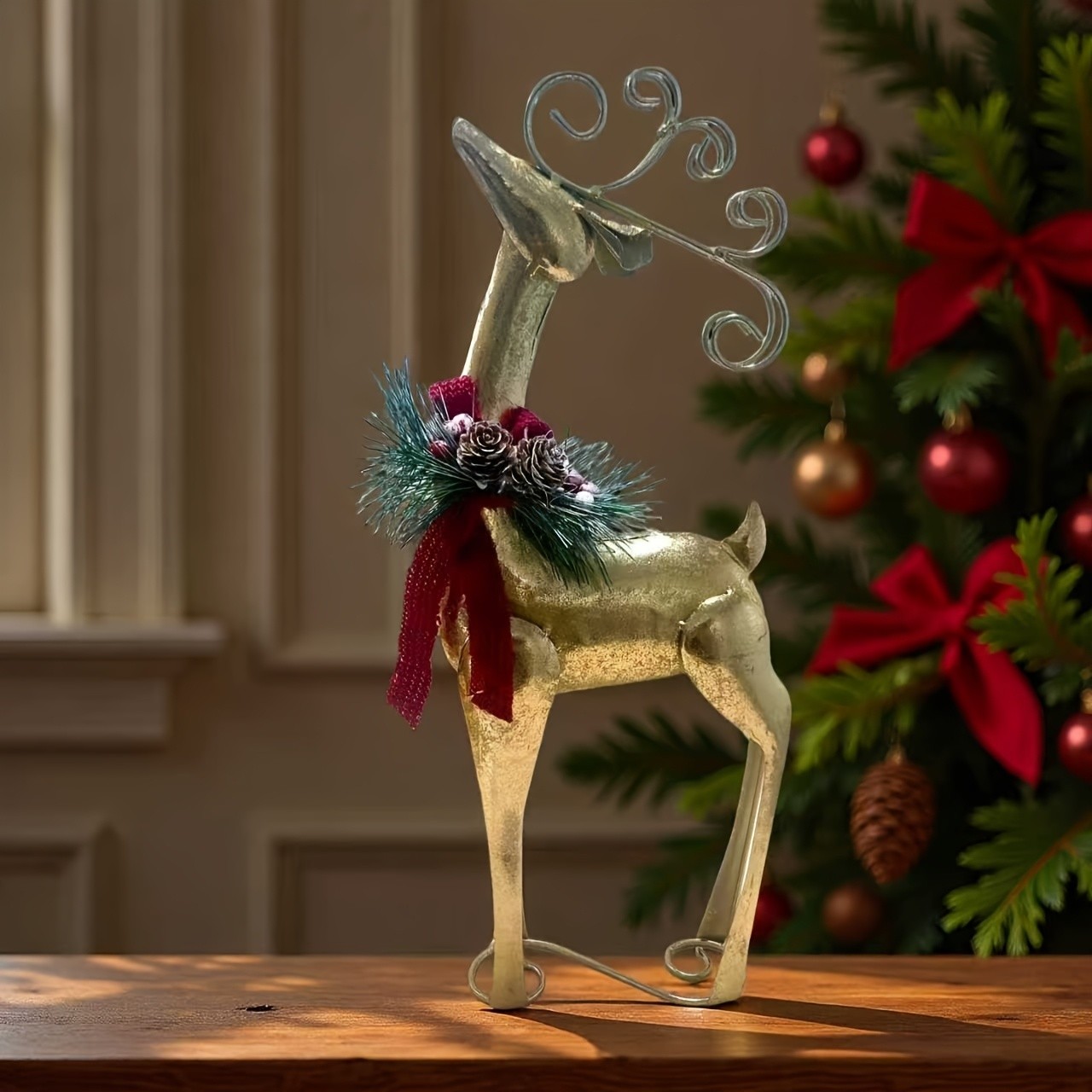 OTDECOR Elegant Golden Reindeer Statue
