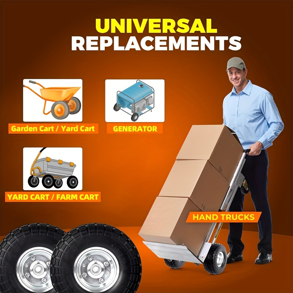 GMMLAIJH 2-Pack 10-Inch Solid Rubber Tire Wheels