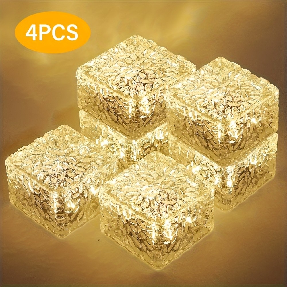LiHangStar 4pcs Outdoor Solar Ice Brick Lights