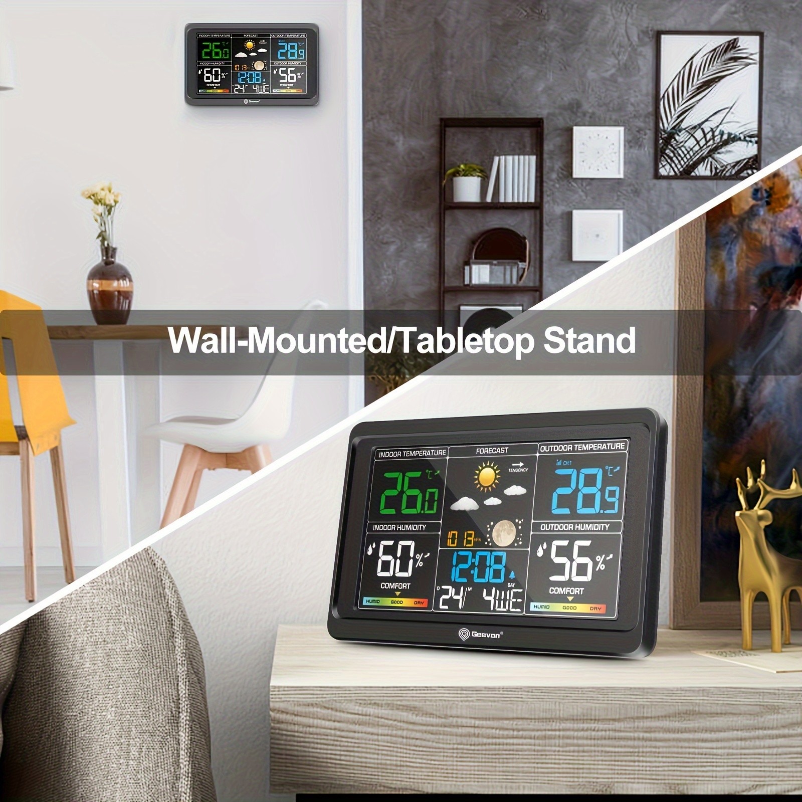 Geevon Weather Station Wireless Indoor Outdoor Thermometer