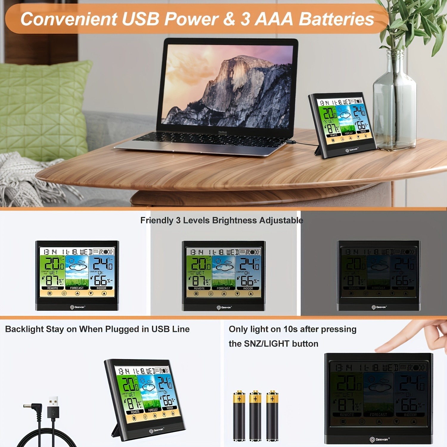 Geevon Wireless Indoor and Outdoor Thermometer and Hygrometer