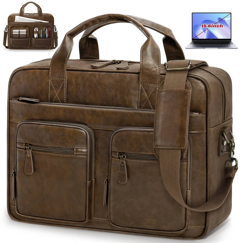 RAINSMORE Vintage Men's Messenger Bag  PU Leather Laptop & Notebook Bag for Business & Travel
