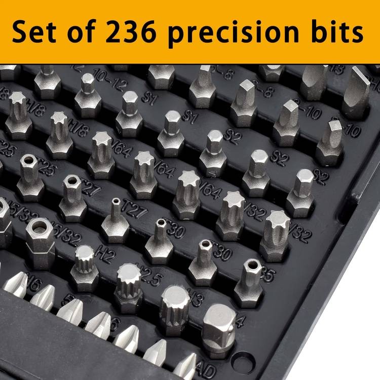 236pcs Screwdriver Bit Set  Universal Home Hand Tool Kit with Toolbox for DIY and Car Repairs