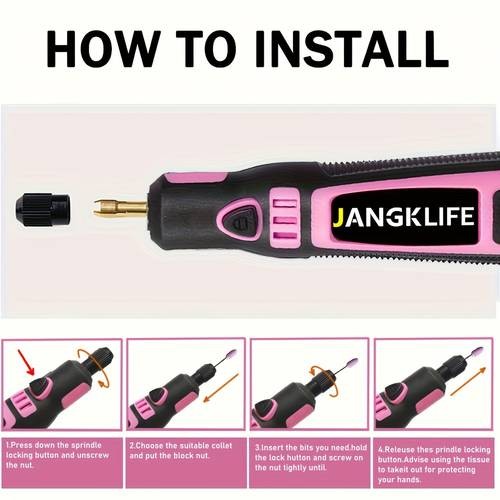 JANGKLIFE Compact Rotary Grinder Tool Set  Three-Speed Cordless Multi-Tool for Crafting and DIY Projects