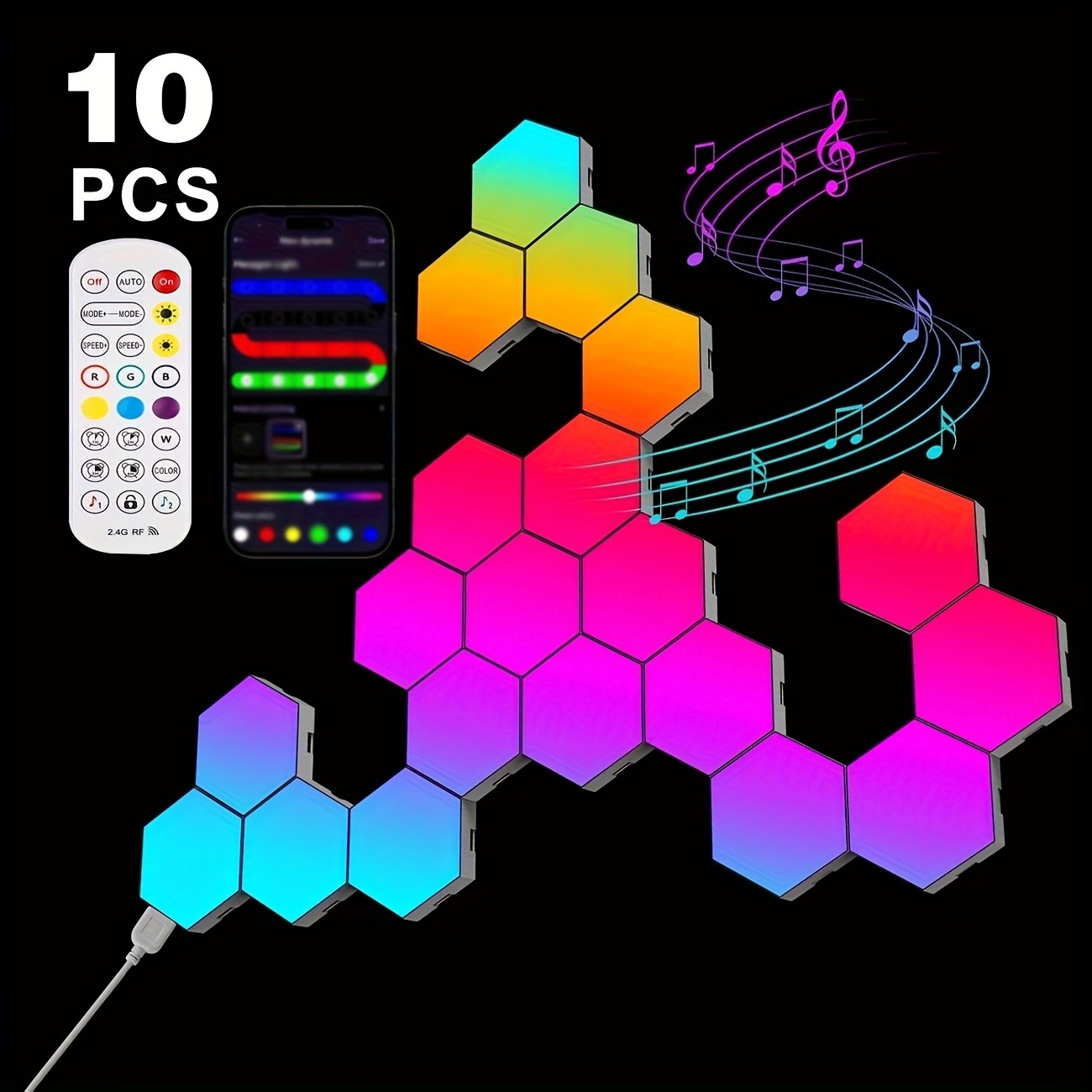 10 Hexagonal RGB Smart Lights