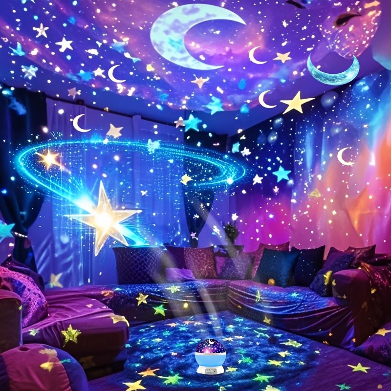 1pc 360 Rotating Starry Night Light Projector  Transform Your Room into a Cosmic Wonderland  Perfect for Bedrooms, Family Rooms, and as a Christmas Gift  Bring the magic of the night sky into your home with the 360 Rotating Starry Night Light Projector