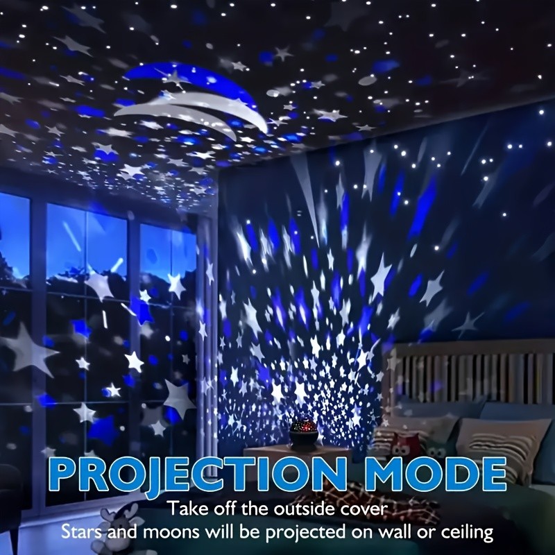 1pc 360 Rotating Starry Night Light Projector  Transform Your Room into a Cosmic Wonderland  Perfect for Bedrooms, Family Rooms, and as a Christmas Gift  Bring the magic of the night sky into your home with the 360 Rotating Starry Night Light Projector