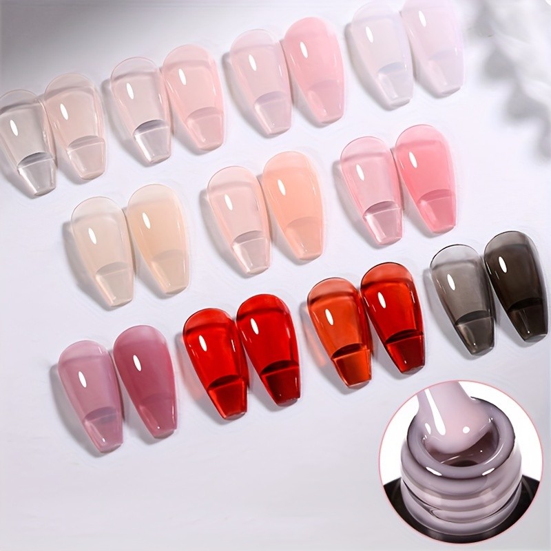 LILYCUTE 7ml Jelly Nude Pink Quick Extension Nail Gel Polish Transparent, Long-Lasting Construction Gel for Manicures