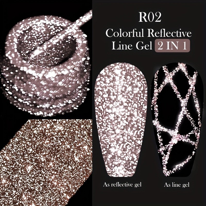 LILYCUTE 5ml Super Bright Reflective Glitter Colorful Liner Nail Gel Polish