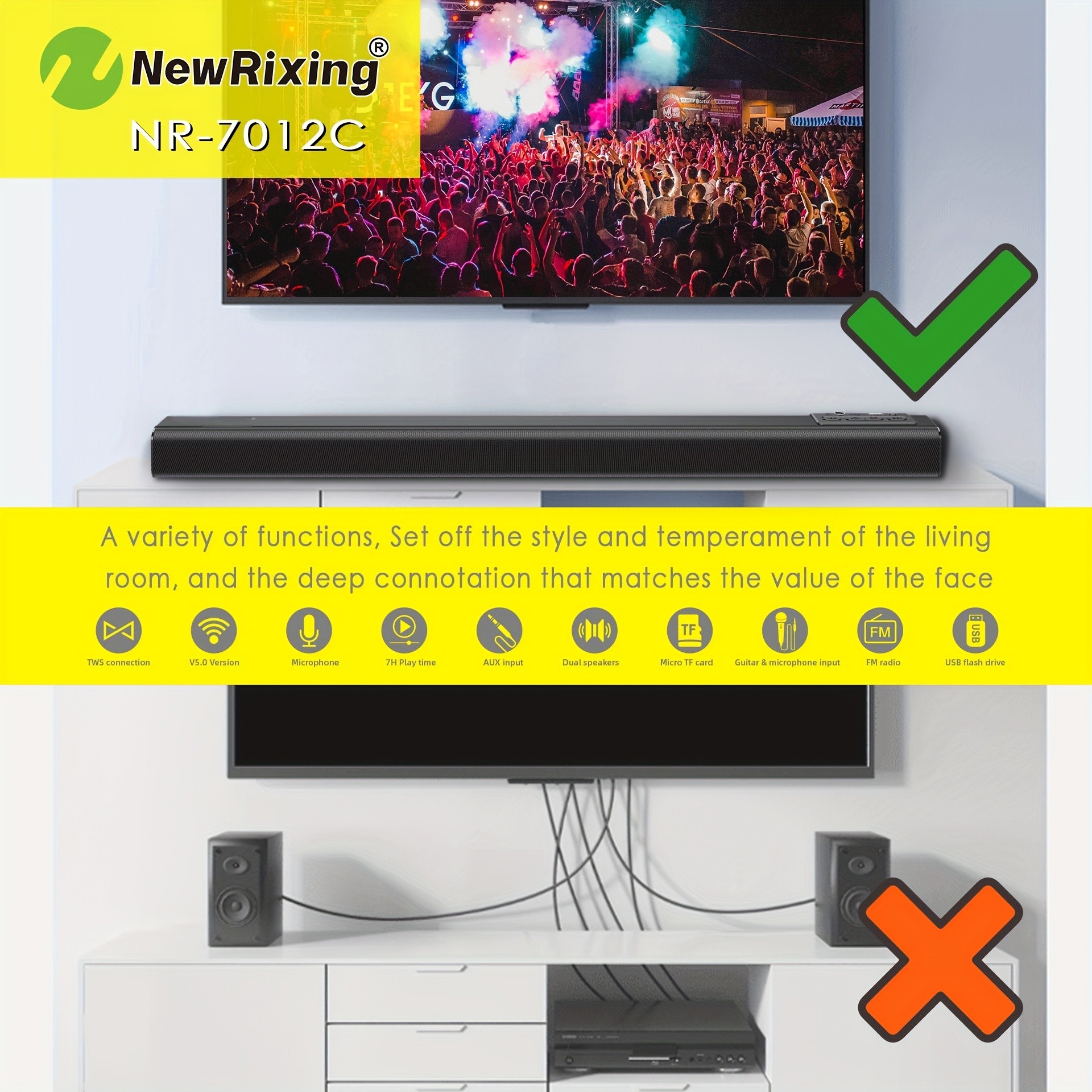 NewRixing 27.5INCH/70CM TV with Advanced Bar Speaker