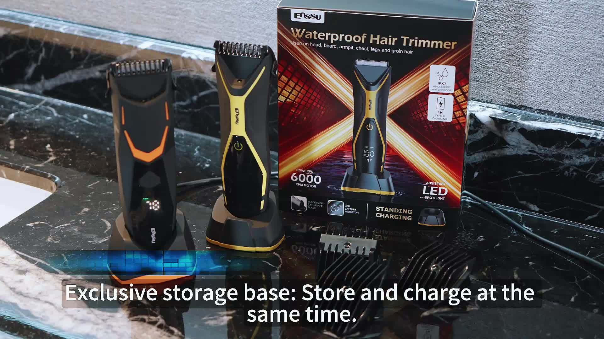 Enssu Professional Body Groomer for Men & Women  IPX7 Electric Trimmer with LED Display and Ceramic Blades