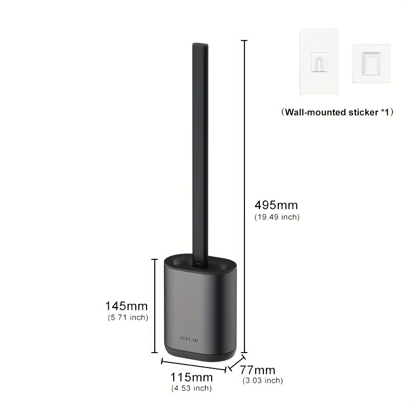Veelar Toilet Silicone Brush & Stainless Steel Holder
