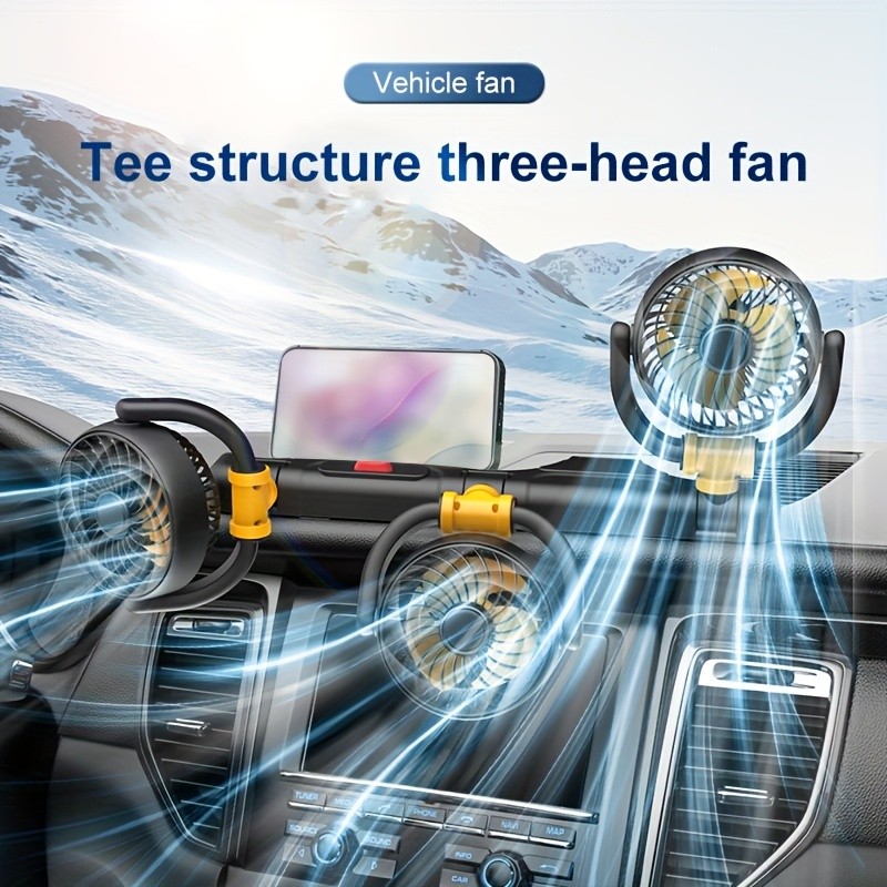 Car-Mounted Three-Head Fan