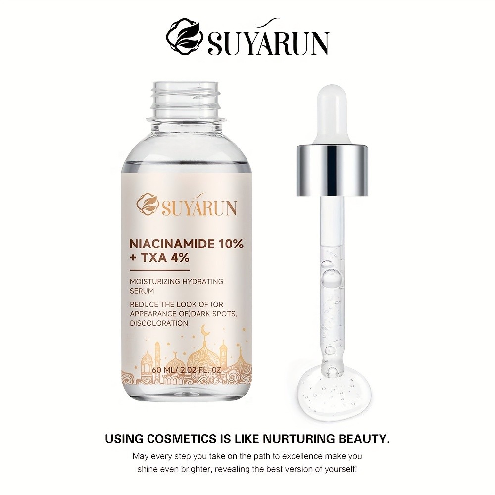 Skin Type: All, All Skins Scented: Unscented Item Form: Drops Gender: Unisex-adult Target Use Body Part: Face Effect: moisturizing Brand: SUYARUN Main Ingredients: Kojic Acid, Hyaluronic Acid, Vitamin C, Nicotinamide