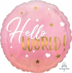 45cm Standard Balloon HX Pink Baby Girl Hello World