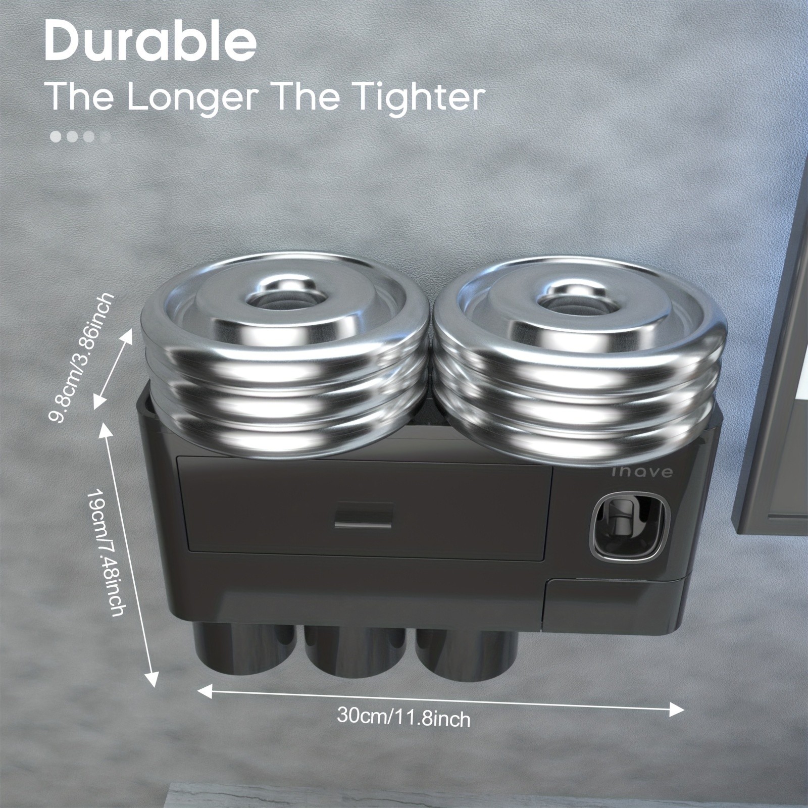 iHave Youngsters & Family Wall-Mounted Toothbrush Holder with Toothpaste Dispenser