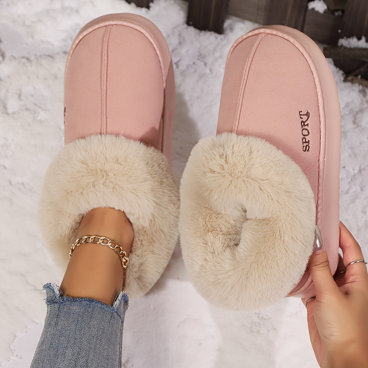 Womens Winter Plush Soft Sole Shoes