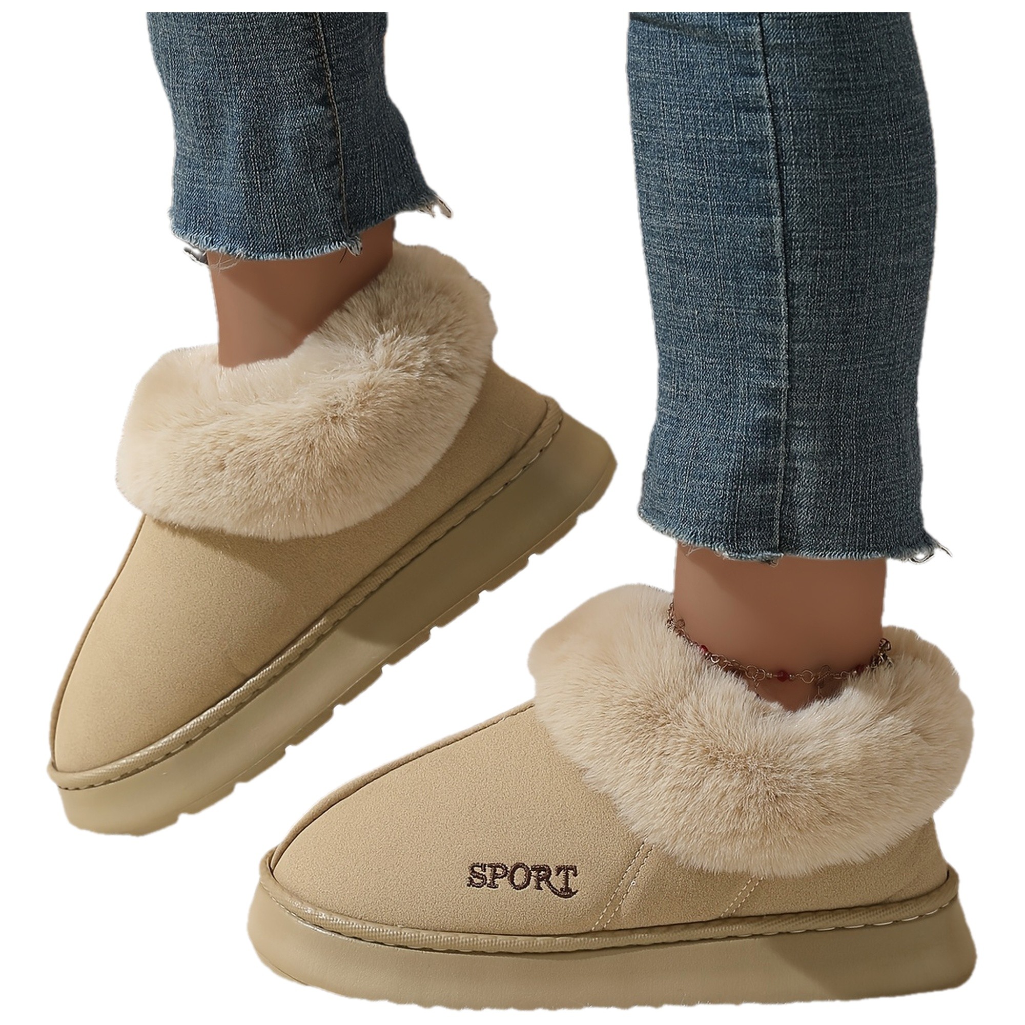 Womens Winter Plush Soft Sole Shoes